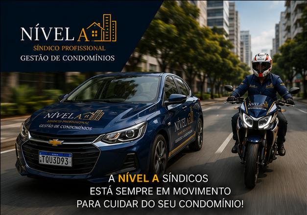 Frota Nível A Síndicos — carro e moto identificados, sempre em movimento
